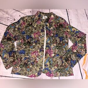 Christopher & Banks stretch paisley printed jacket XL